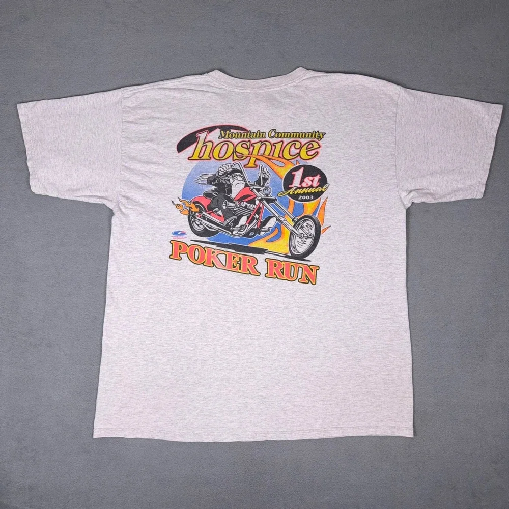 Vintage 2003 Poker Run Biker T-Shirt Chopper Motorcycle Gildan Ultra Cotton‎ XL